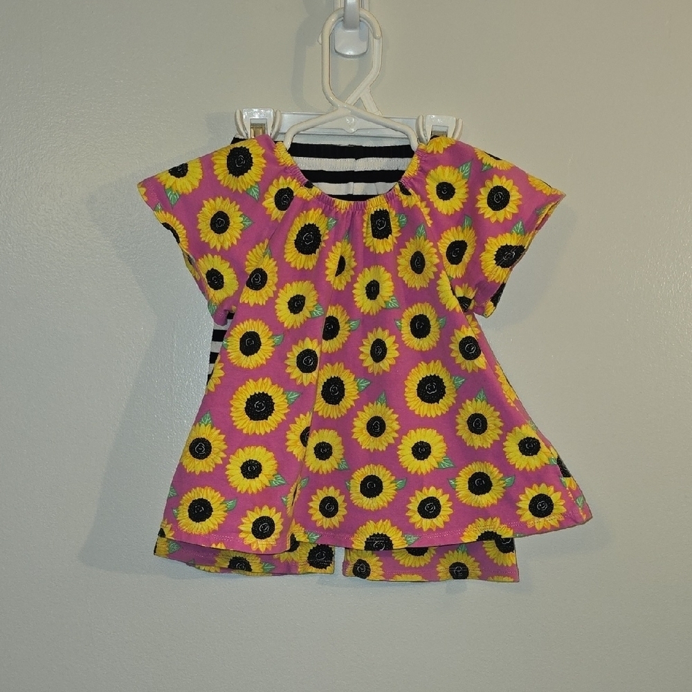 Simply Southern Pink and Yellow Sunflower Kids Matching Set LOT-O